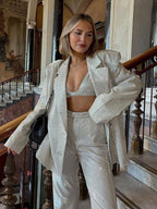 ADELE | GLITTER BLAZER TROUSER SET - Silver