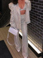 ADELE | GLITTER BLAZER TROUSER SET - Silver