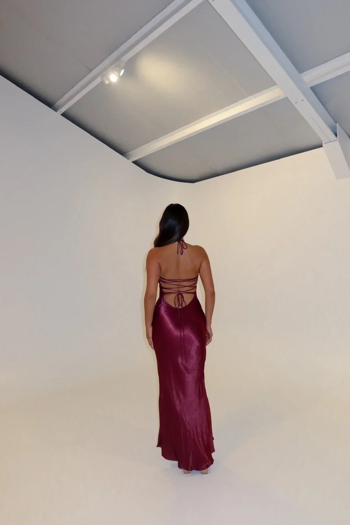 AELINE | HALTER MAXI DRESS - Burgundy