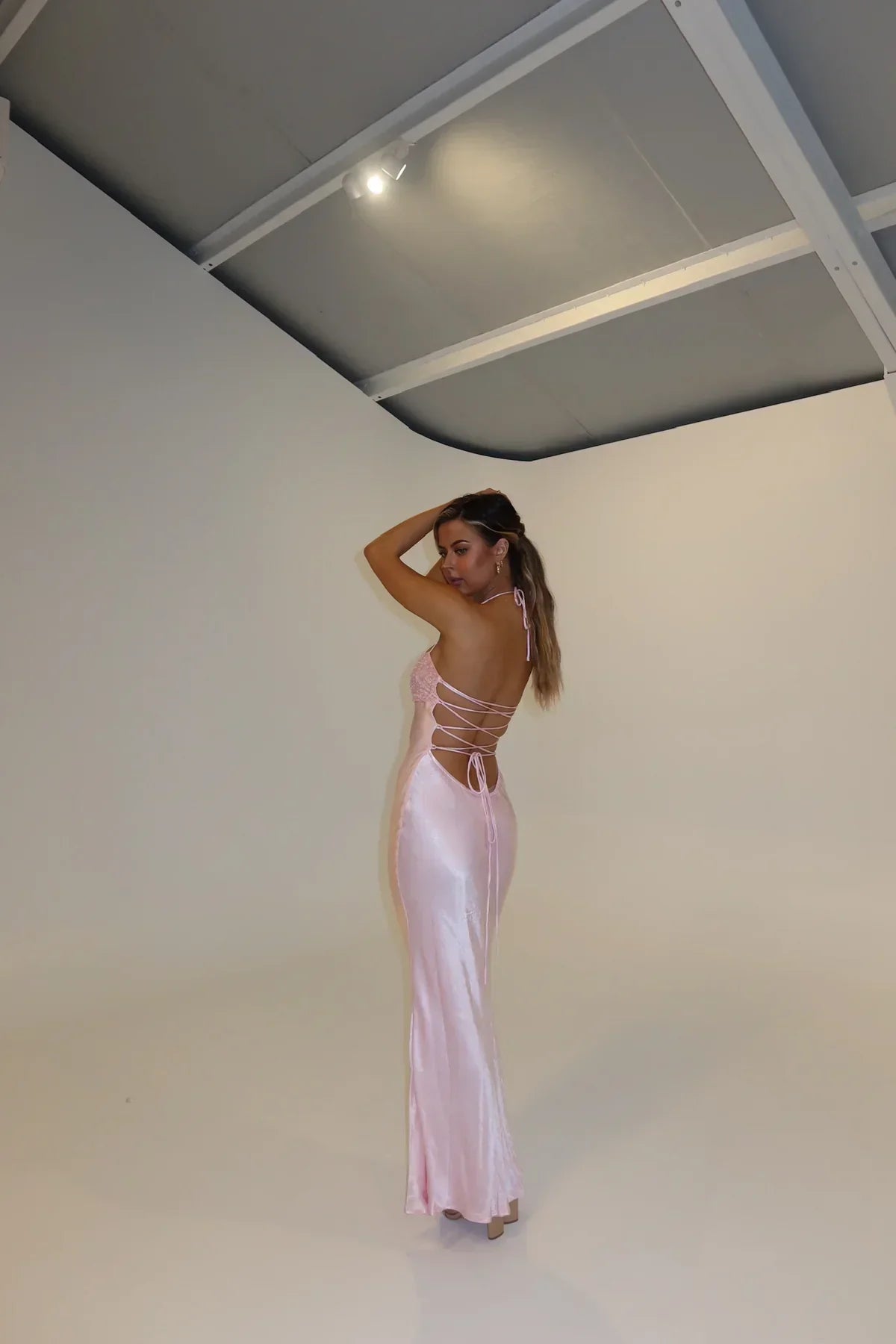 AELINE | HALTER MAXI DRESS - Light Pink