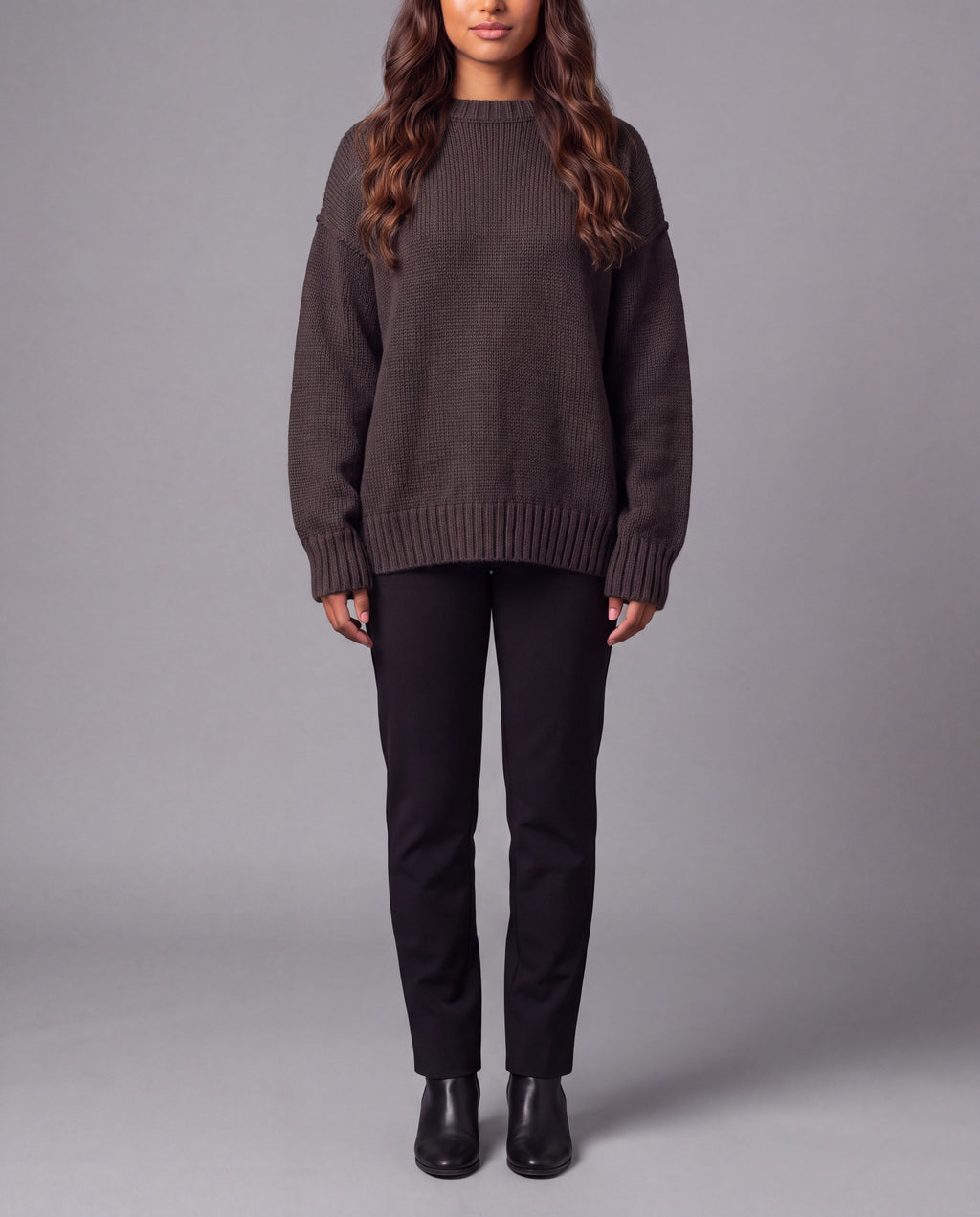 AIDA | CREW-NECK KNIT TOP - Chocolate