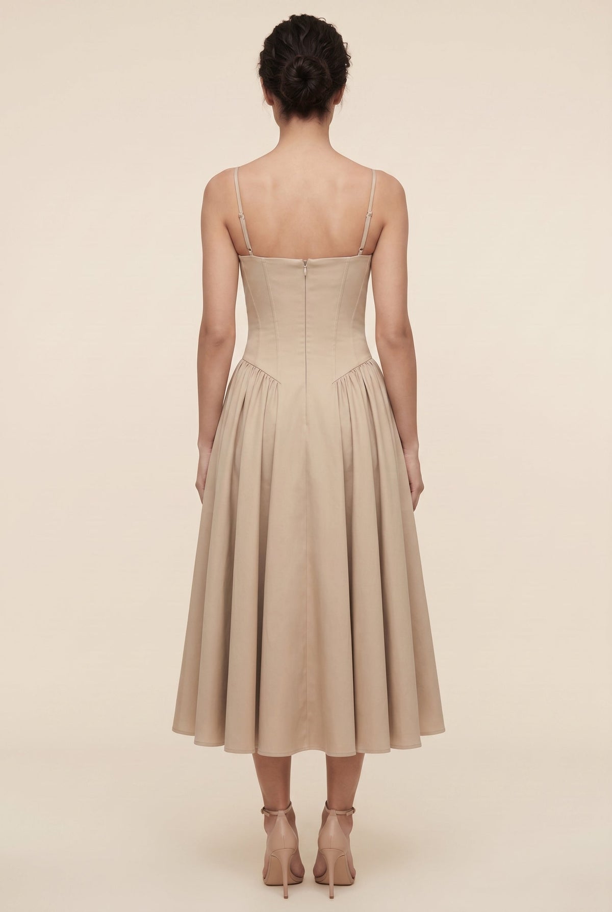 AILSA | SWEETHEART MIDI DRESS - Beige
