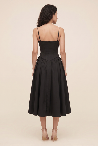 AILSA | SWEETHEART MIDI DRESS - Black
