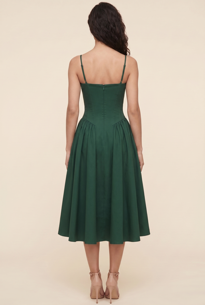 AILSA | SWEETHEART MIDI DRESS - Forest Green