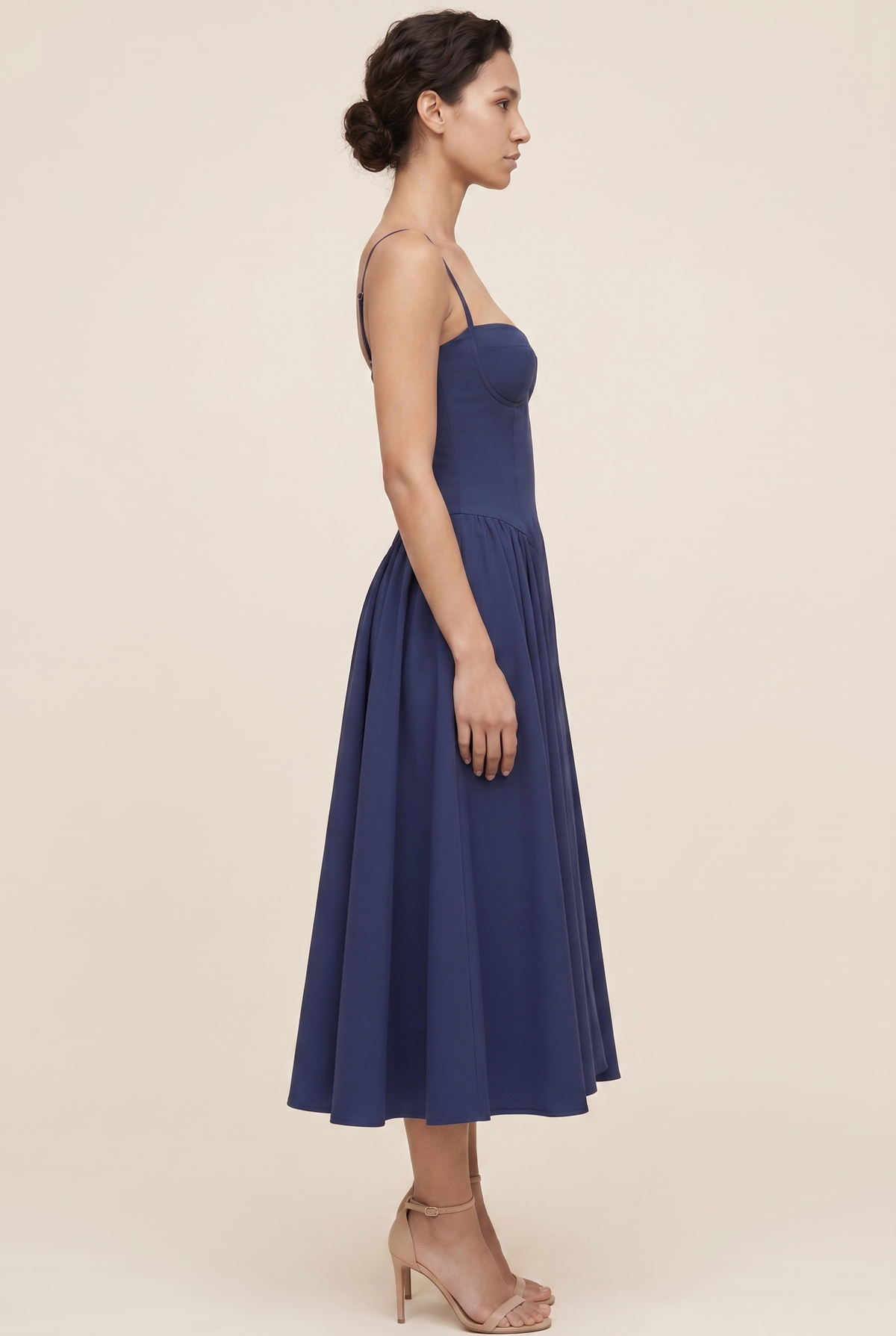 AILSA | SWEETHEART MIDI DRESS - Navy
