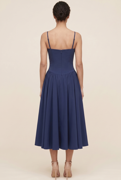 AILSA | SWEETHEART MIDI DRESS - Navy