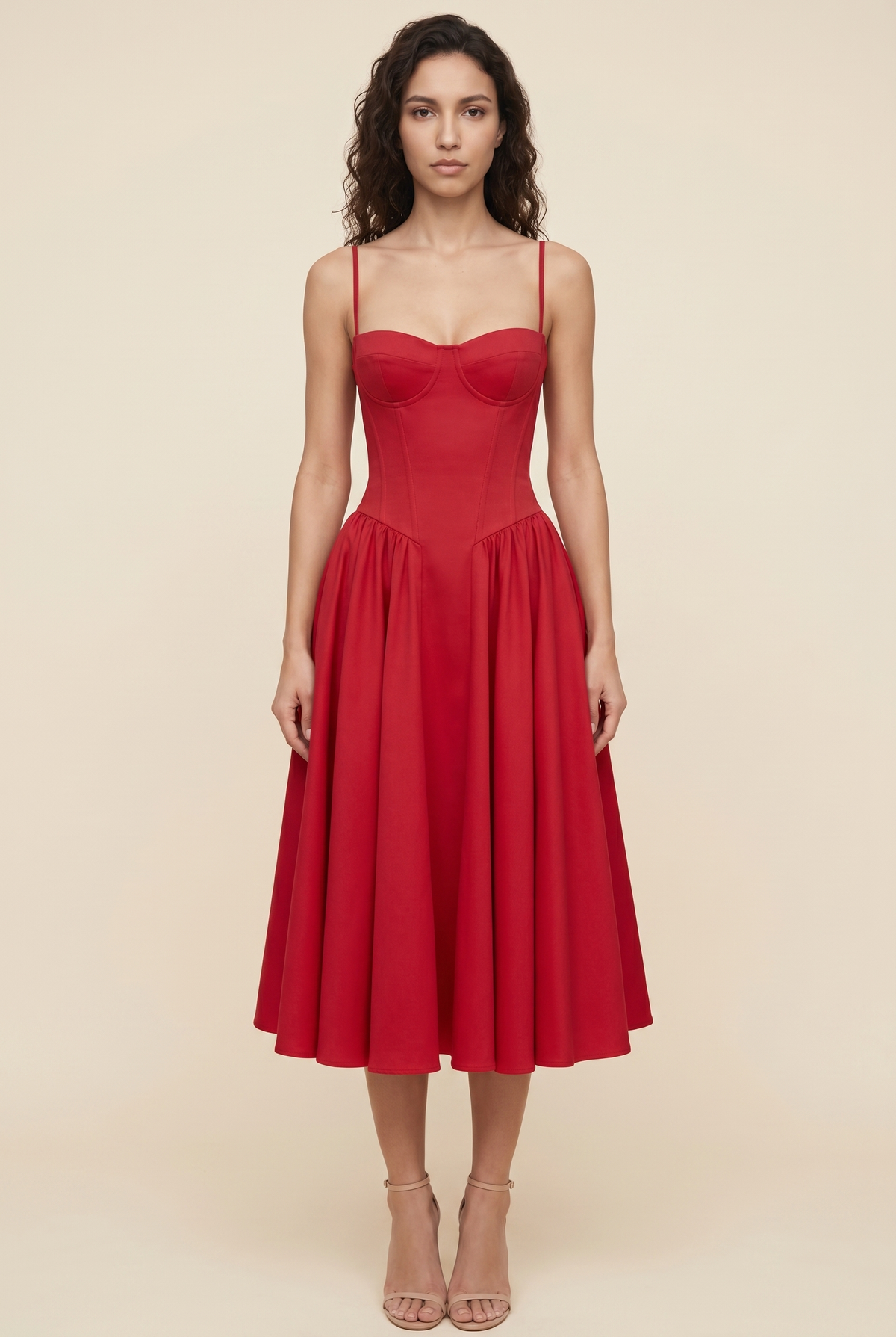 AILSA | SWEETHEART MIDI DRESS - Red