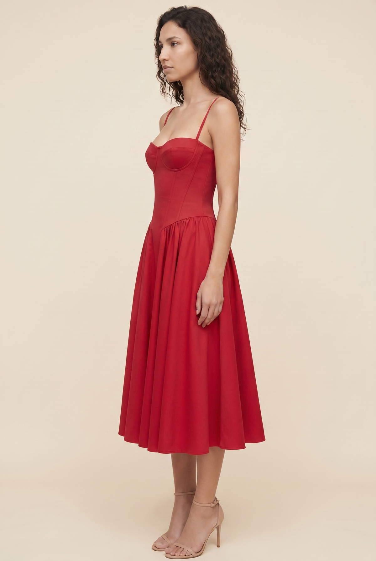 AILSA | SWEETHEART MIDI DRESS - Red
