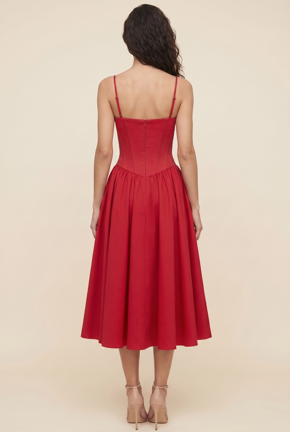 AILSA | SWEETHEART MIDI DRESS - Red