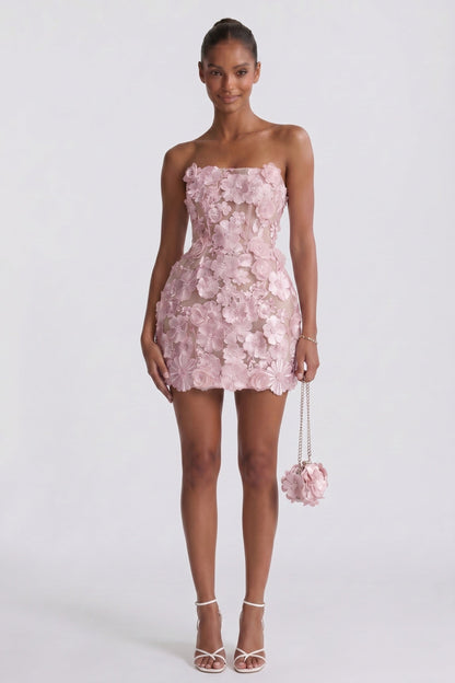 ALBANY | LACE MINI DRESS - Blush Pink