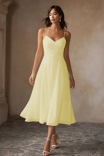 ALCINA | CHIFFON MIDI DRESS - Butter Yellow
