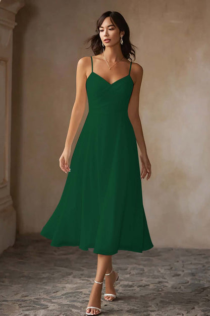 ALCINA | CHIFFON MIDI DRESS - Emerald Green