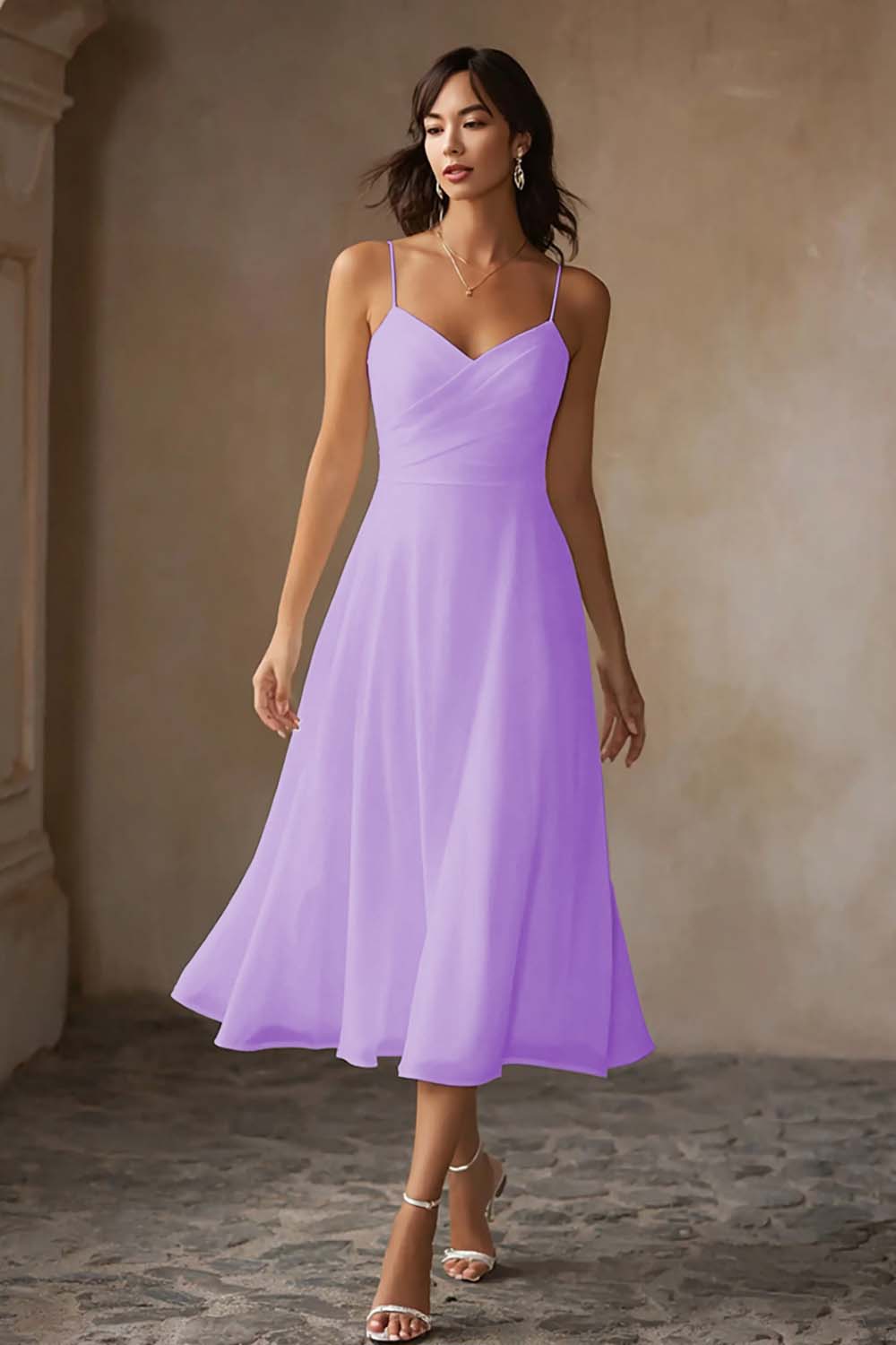 ALCINA | CHIFFON MIDI DRESS - Lavender