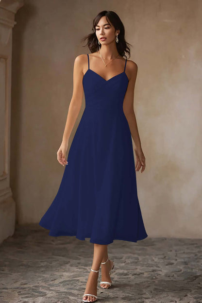 ALCINA | CHIFFON MIDI DRESS - Navy