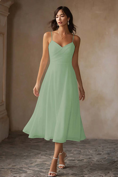 ALCINA | CHIFFON MIDI DRESS - Sage Green