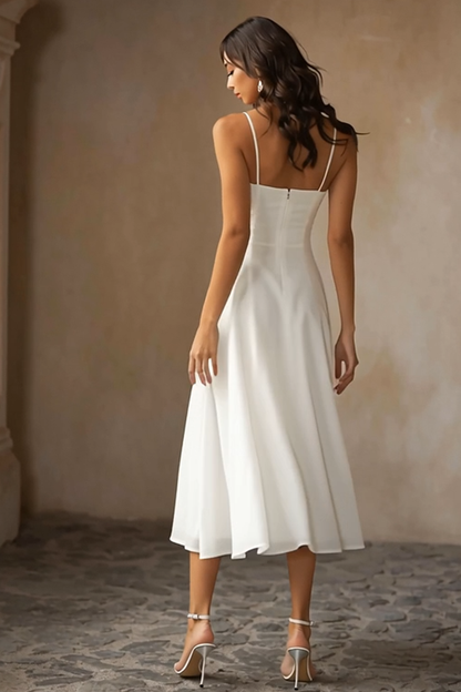 ALCINA | CHIFFON MIDI DRESS - White