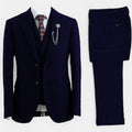 ALDEN | HERRINGBONE THREE-PIECE SUIT - Dark Blue