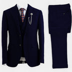 ALDEN | HERRINGBONE THREE-PIECE SUIT - Dark Blue