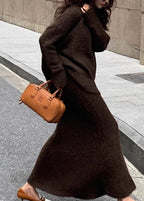 ALETA | V-NECK KNIT SWEATER SKIRT SET - Chocolate Brown