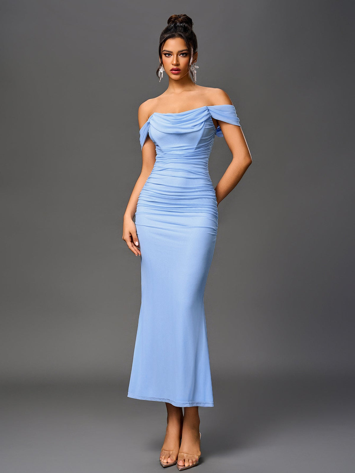 ALIDA | OFF SHOULDER MAXI DRESS - Baby Blue
