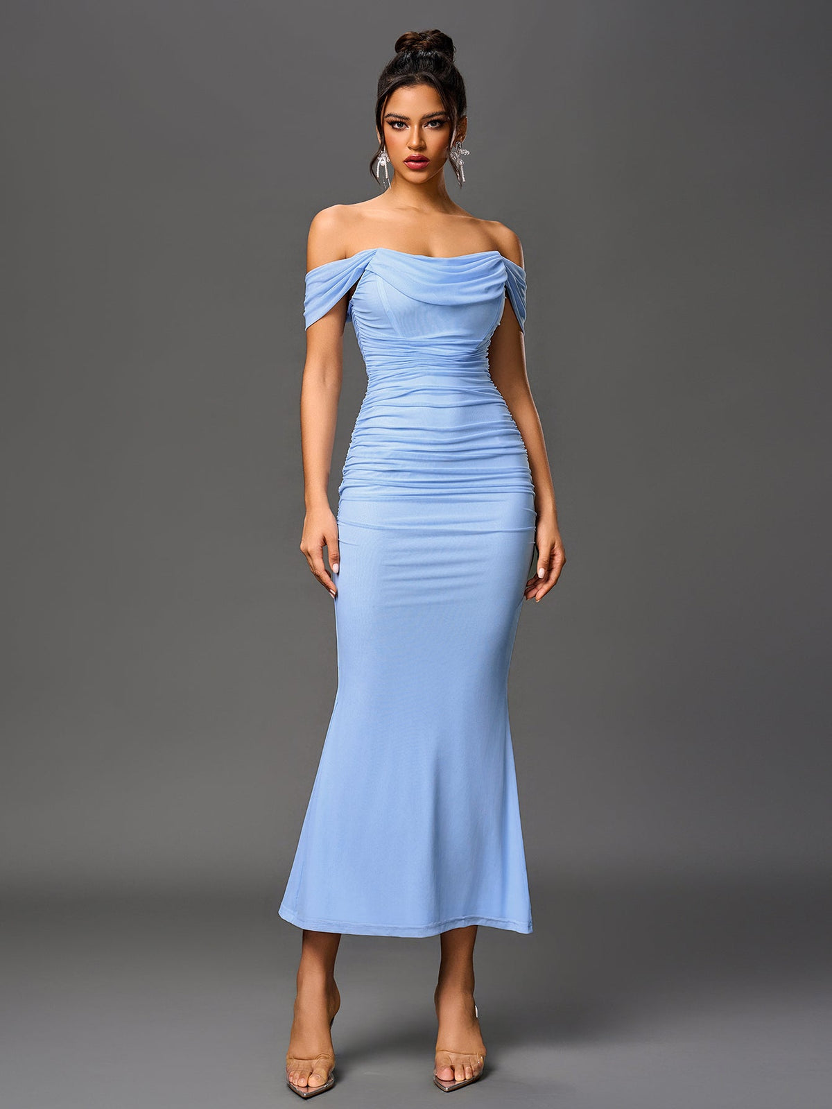 ALIDA | OFF SHOULDER MAXI DRESS - Baby Blue