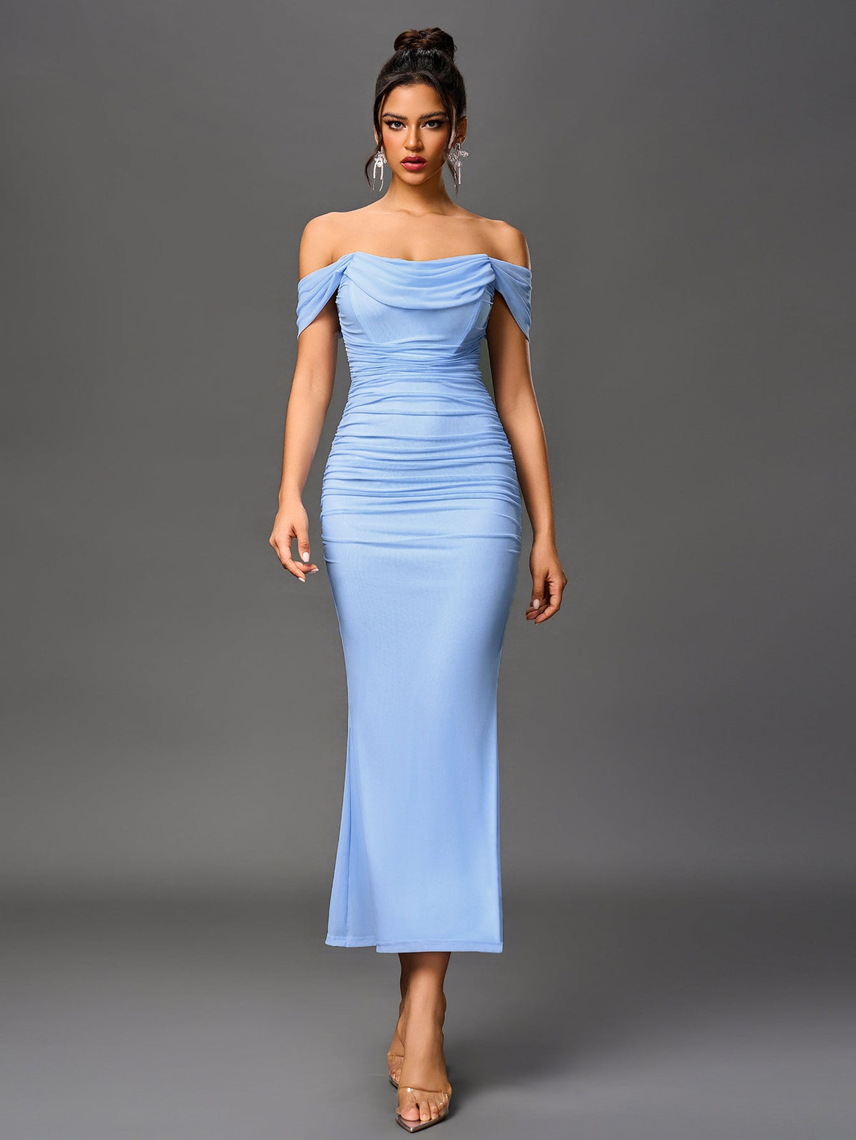ALIDA | OFF SHOULDER MAXI DRESS - Baby Blue