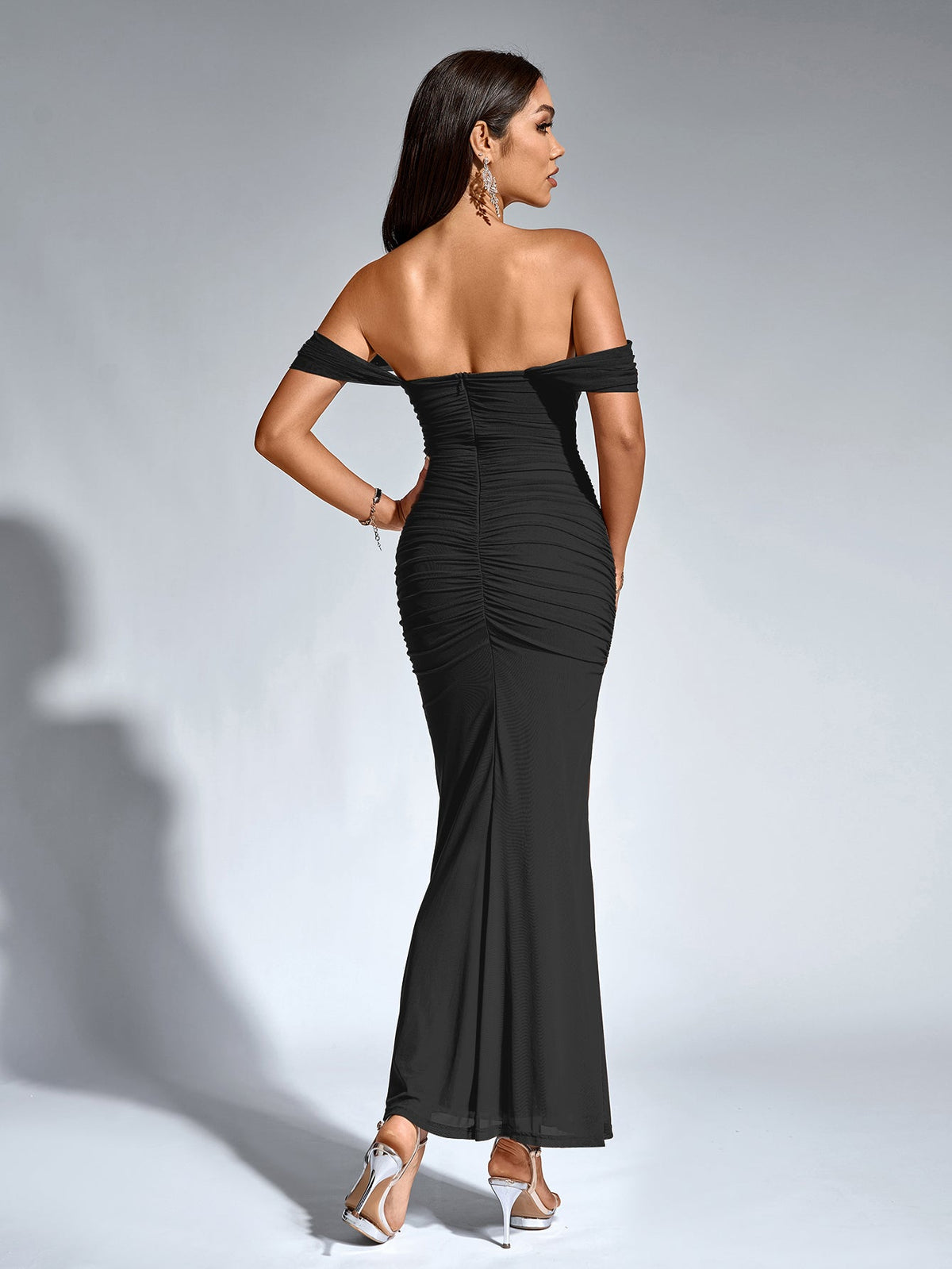ALIDA | OFF SHOULDER MAXI DRESS - Black
