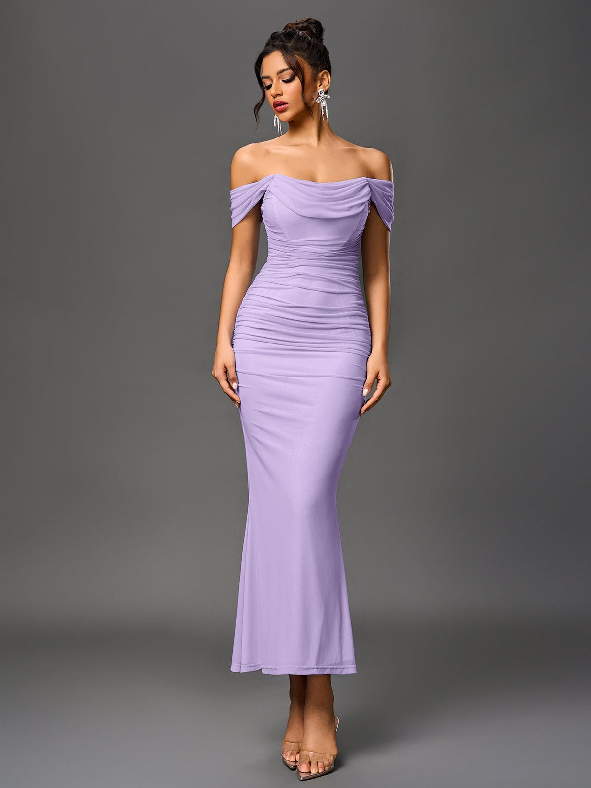 ALIDA | OFF SHOULDER MAXI DRESS - Lilac