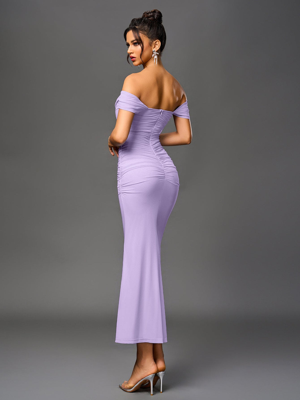 ALIDA | OFF SHOULDER MAXI DRESS - Lilac