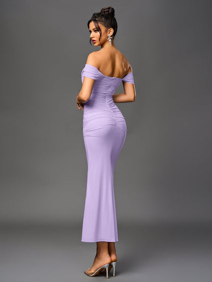 ALIDA | OFF SHOULDER MAXI DRESS - Lilac