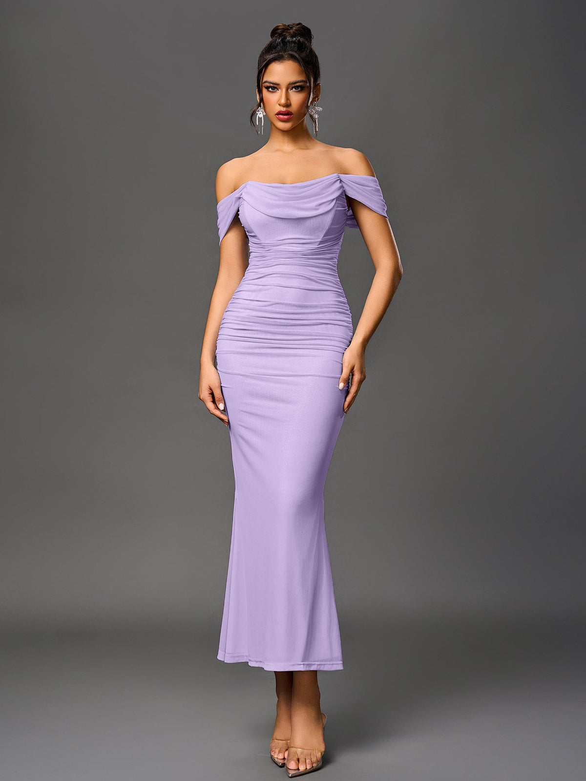 ALIDA | OFF SHOULDER MAXI DRESS - Lilac