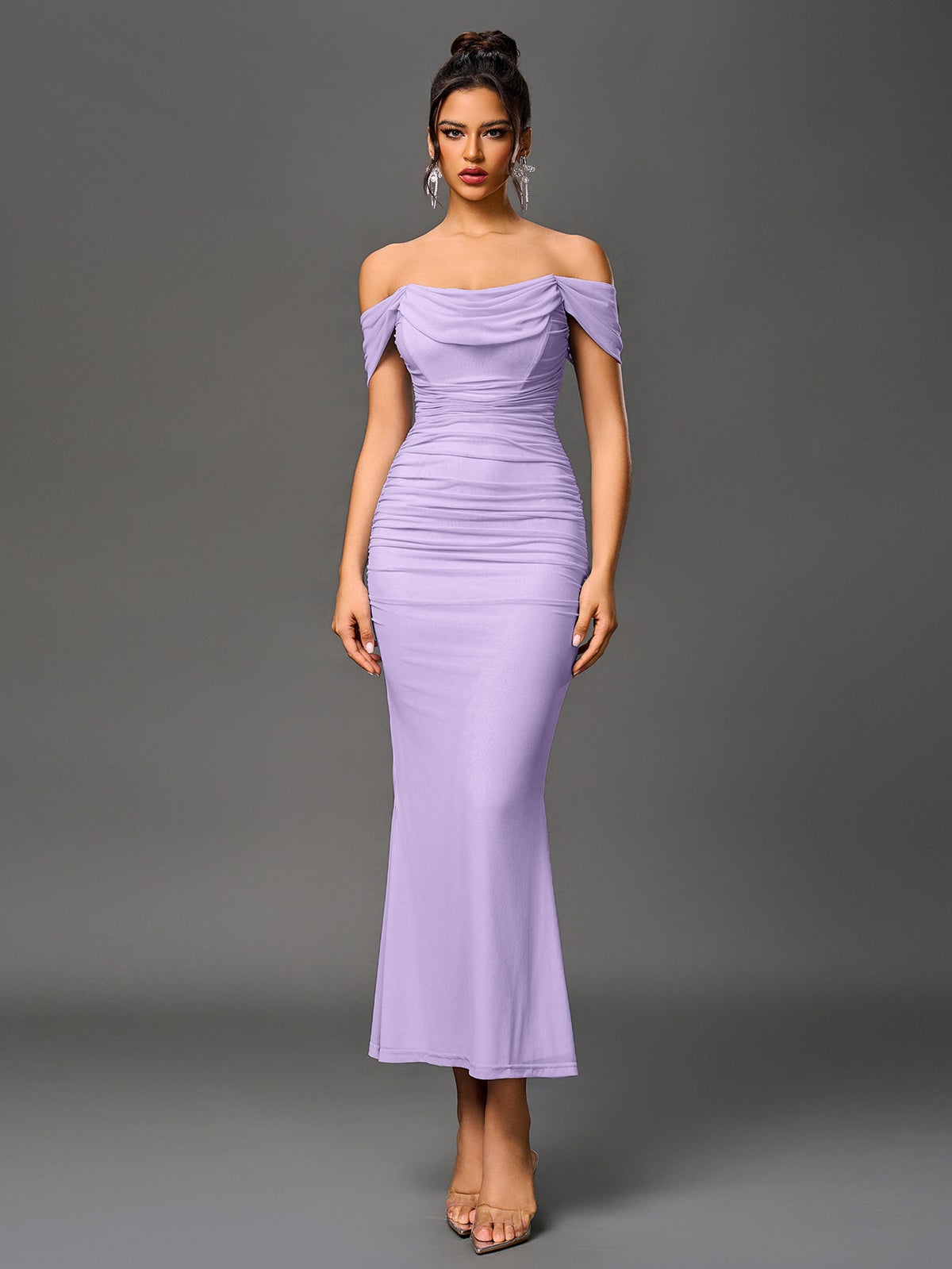 ALIDA | OFF SHOULDER MAXI DRESS - Lilac