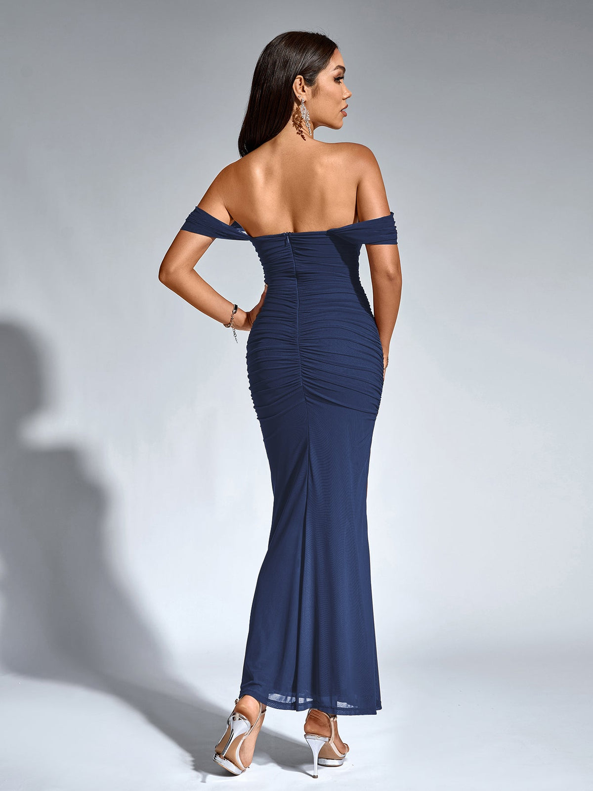 ALIDA | OFF SHOULDER MAXI DRESS - Navy