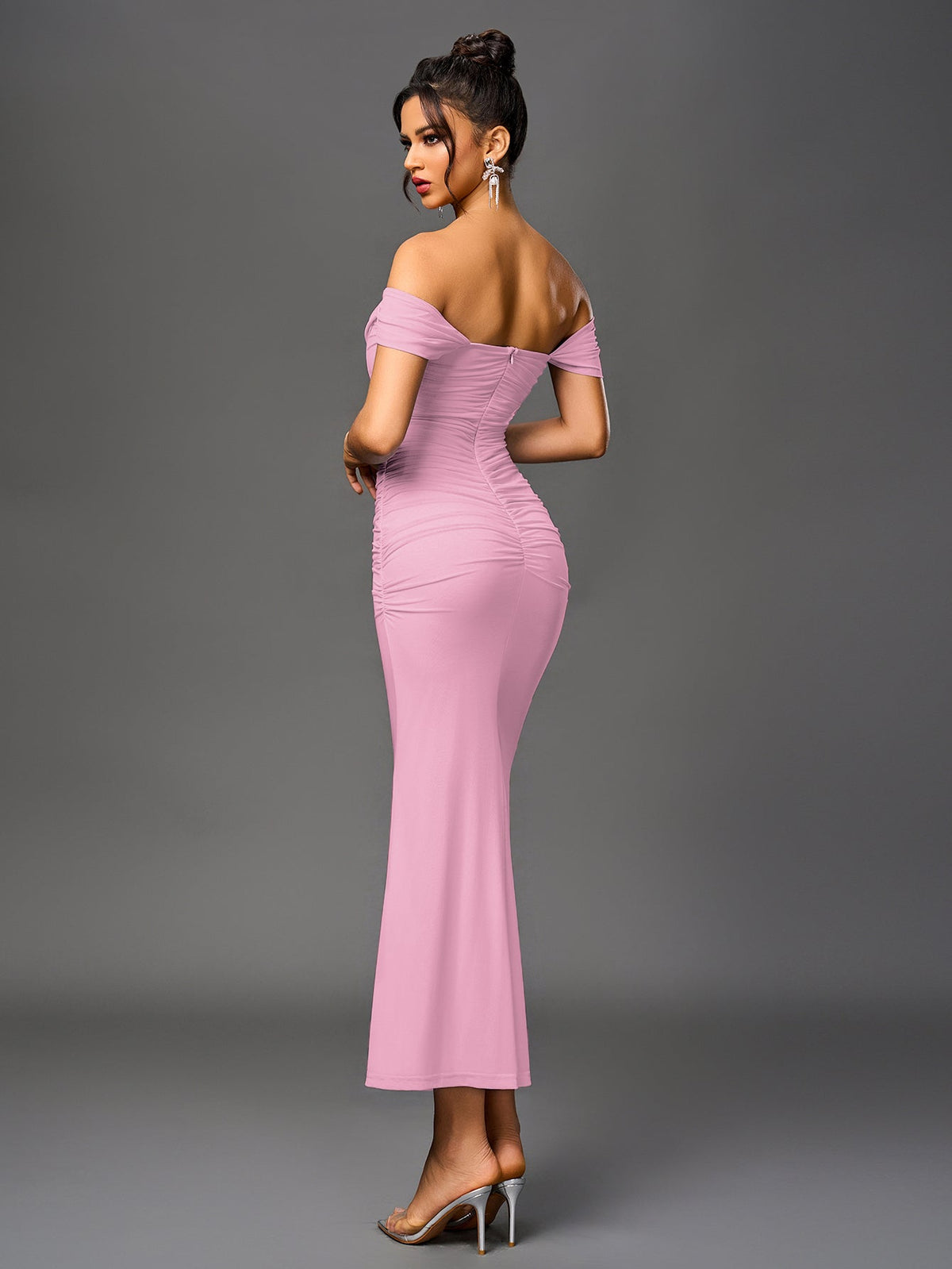 ALIDA | OFF SHOULDER MAXI DRESS - Pink