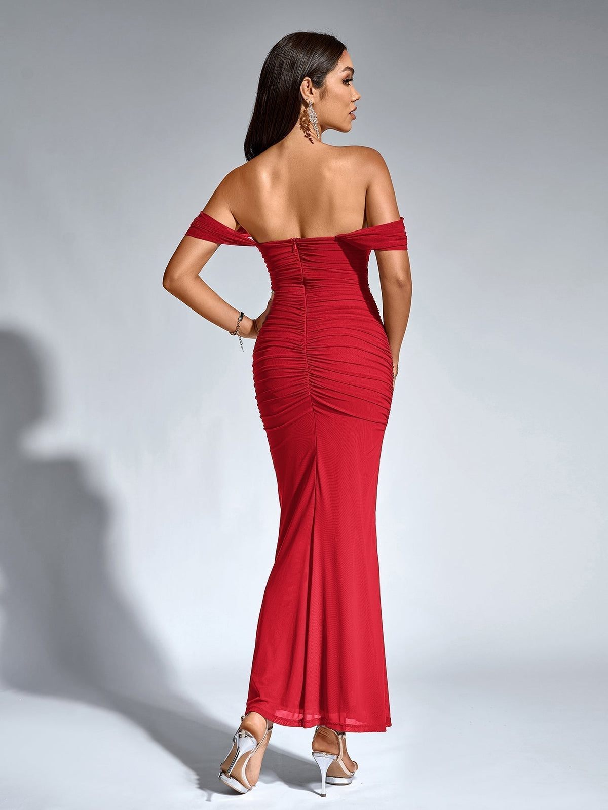 ALIDA | OFF SHOULDER MAXI DRESS - Red