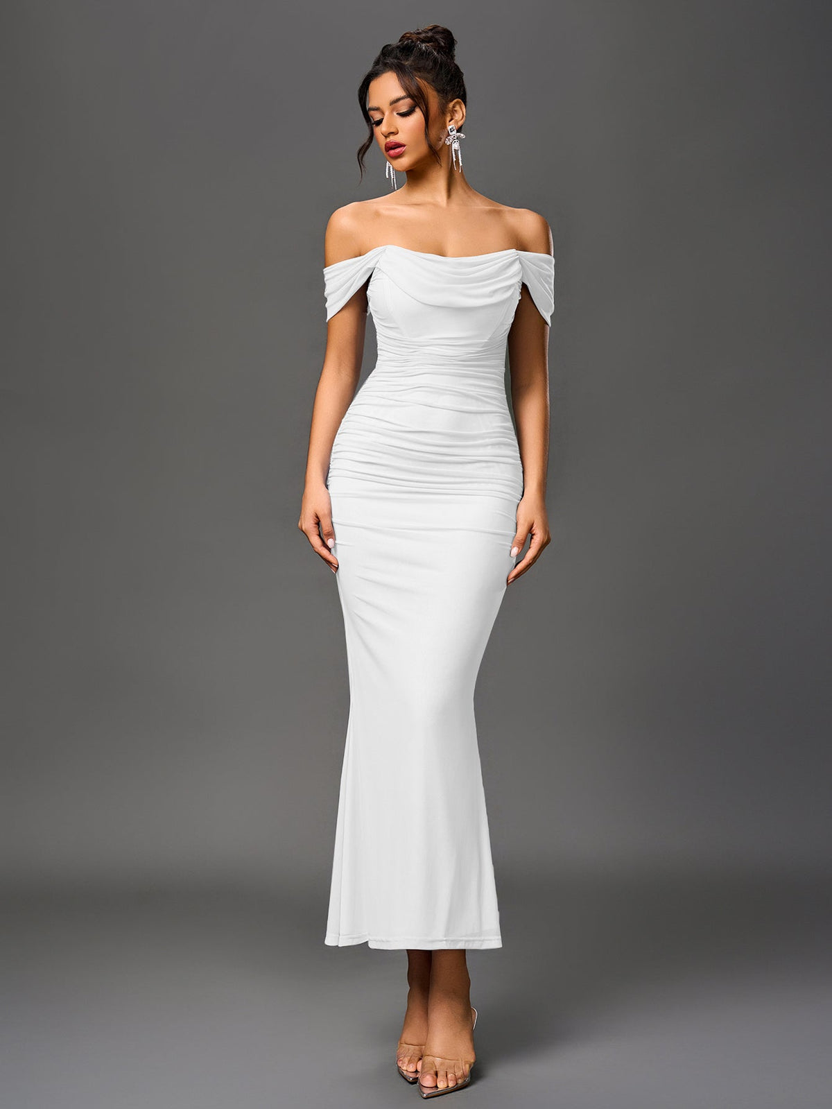 ALIDA | OFF SHOULDER MAXI DRESS - White