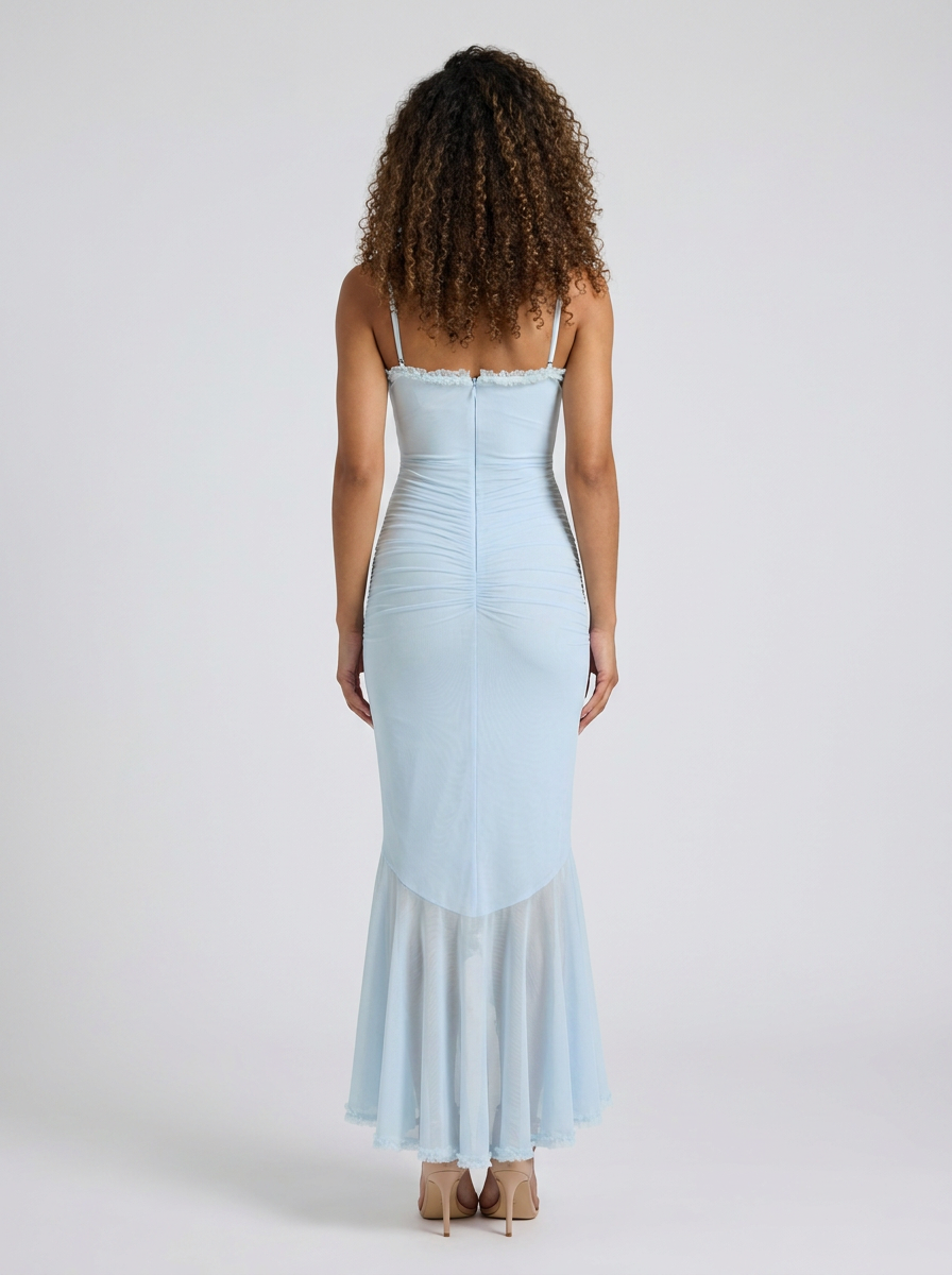 ALOISA | RUFFLE MAXI DRESS - Baby Blue