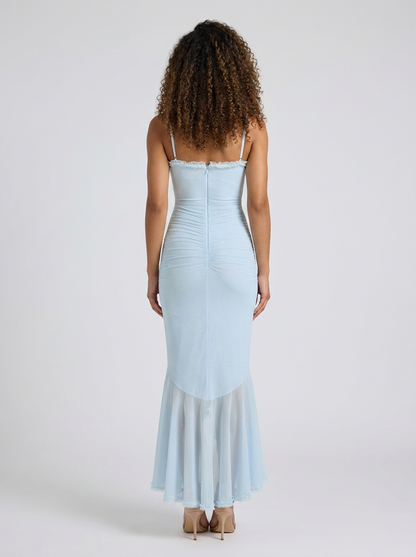 ALOISA | RUFFLE MAXI DRESS - Baby Blue