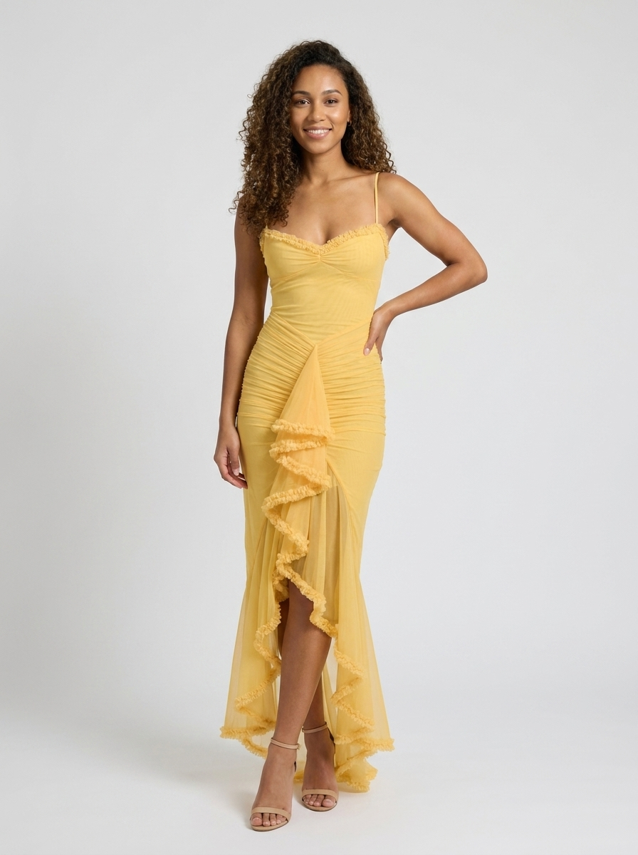 ALOISA | RUFFLE MAXI DRESS - Golden Yellow
