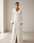 ALOUETTE | RUFFLE NECK PEARL BUTTON MAXI DRESS - Ivory