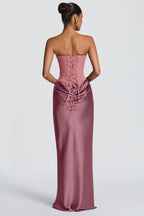 ALTAIRA | STRAPLESS CORSET DRAPED MAXI DRESS - Dusty Rose