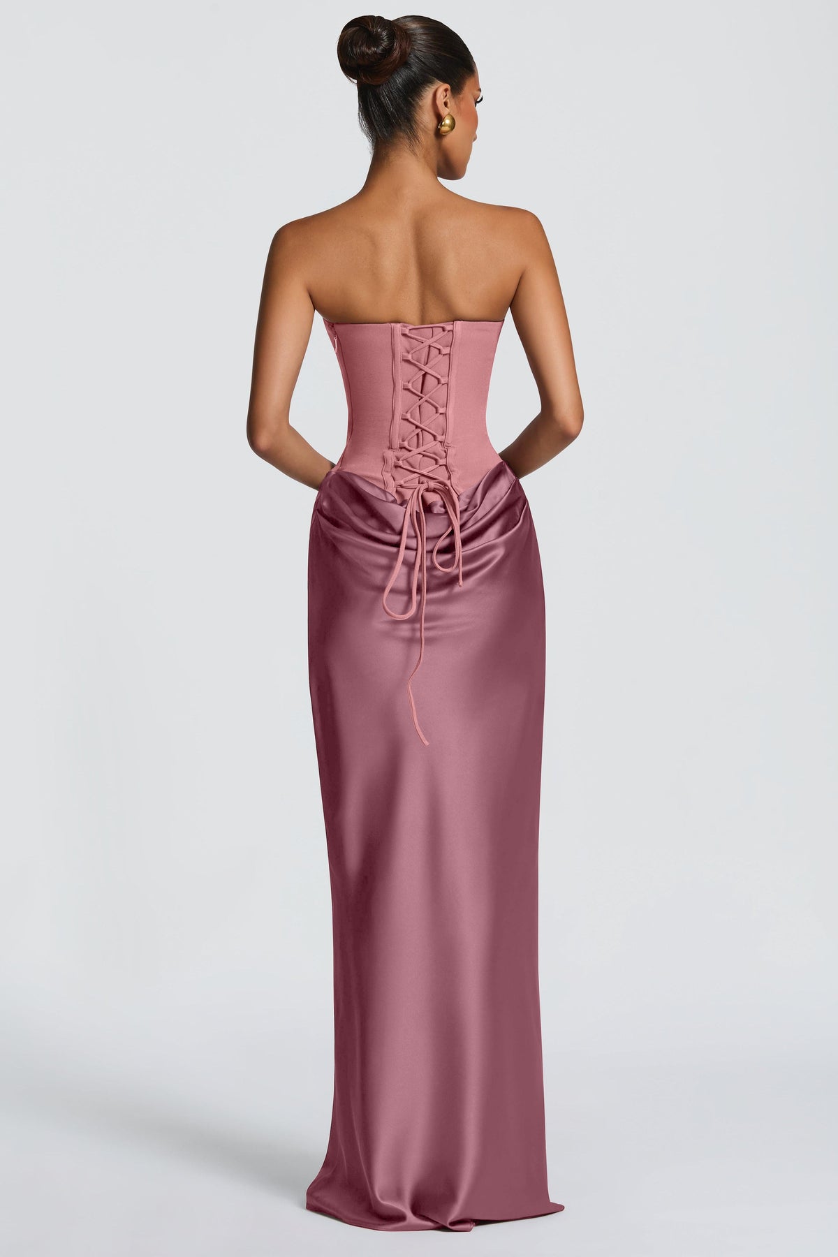 ALTAIRA | STRAPLESS CORSET DRAPED MAXI DRESS - Dusty Rose