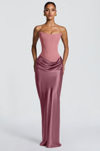 ALTAIRA | STRAPLESS CORSET DRAPED MAXI DRESS - Dusty Rose