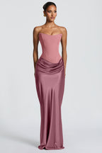 ALTAIRA | STRAPLESS CORSET DRAPED MAXI DRESS - Dusty Rose