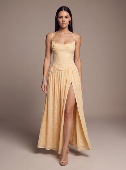 ALTHEA | CORSET MAXI DRESS - Butter Yellow