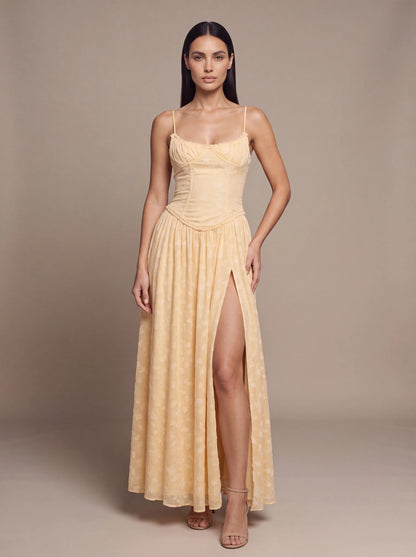 ALTHEA | CORSET MAXI DRESS - Butter Yellow