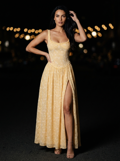 ALTHEA | CORSET MAXI DRESS - Butter Yellow