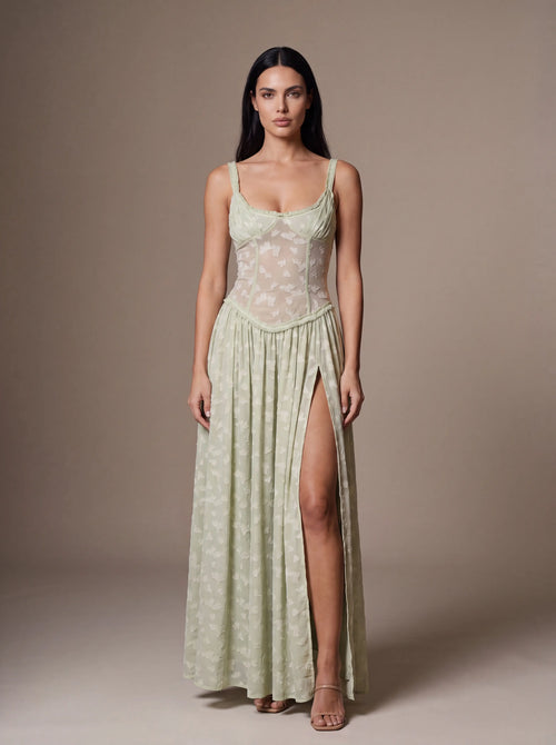 ALTHEA | CORSET MAXI DRESS - Sage Green