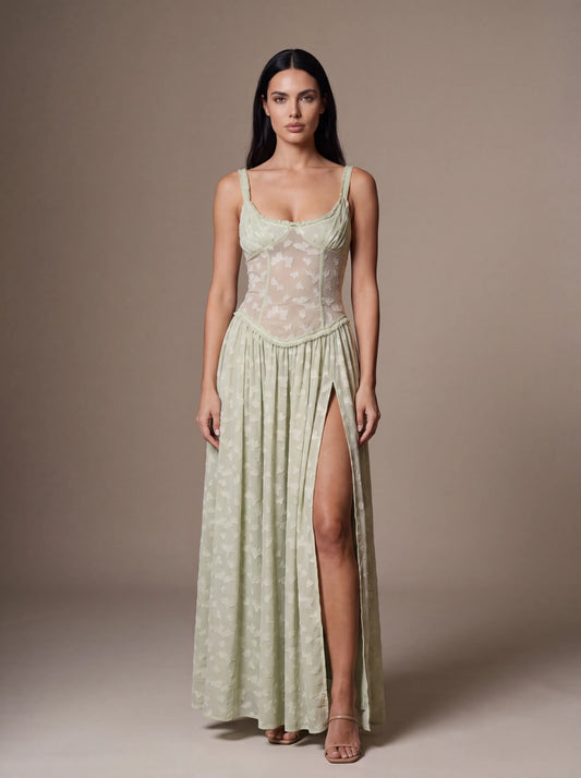 ALTHEA | CORSET MAXI DRESS - Sage Green