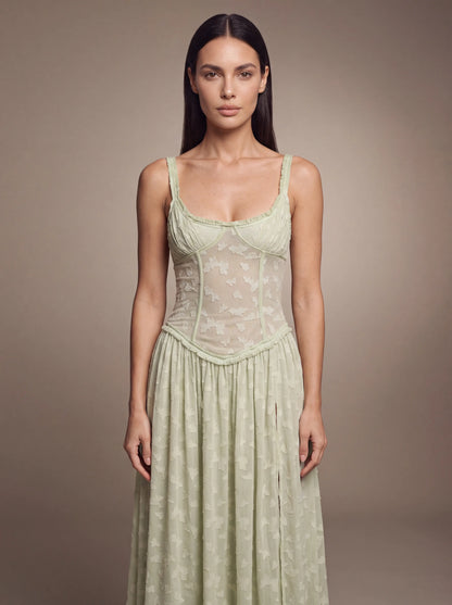 ALTHEA | CORSET MAXI DRESS - Sage Green